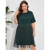 Coolmee Women's Casual Plus Size Midi Dress Round Neck Short Sleeve Fringe Hem Dress Dresses - 2 of 4