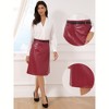 INSPIRE CHIC Women's Faux Leather Belt Vintage Pencil A-Line High Waist Skirts - 2 of 4