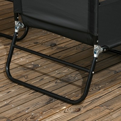 Outsunny Black Steel Frame Folding Chaise Lounge Set of 2