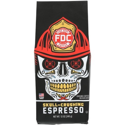 Fire Department Coffee Espresso Ground Skull Crush - Pack of 6 - 12 oz