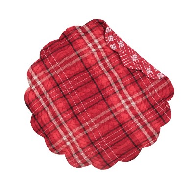 C&F Home Andrew Red Plaid Cotton Quilted Round Reversible Placemat Set of 6