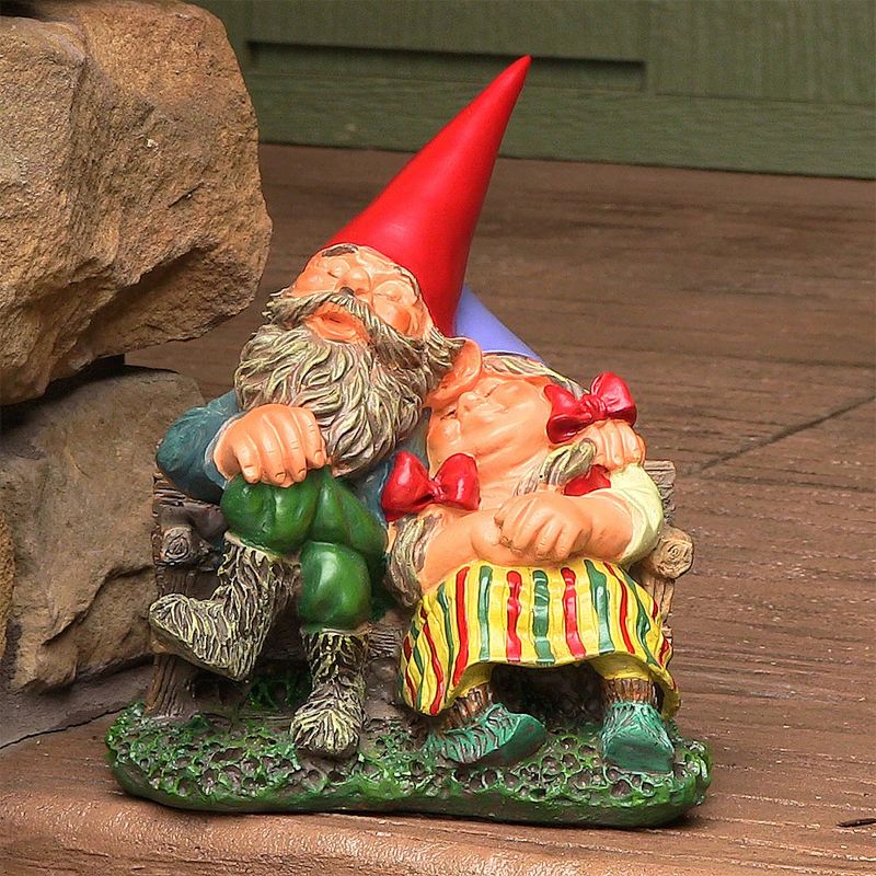 Sunnydaze Al and Anita on Bench Indoor/Outdoor Lightweight Resin Garden Gnome Couple Outdoor Lawn Statue - 8" H, 2 of 8