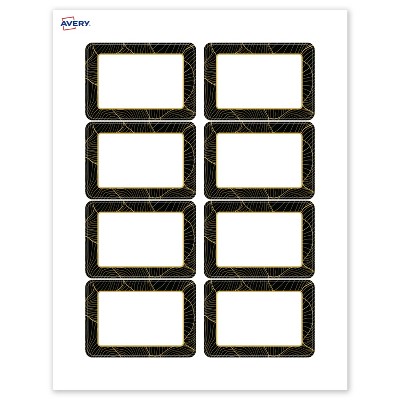 Avery Name Badges, Black with Gold Pattern, 2-1/3" x 3-3/8"