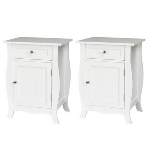 Tangkula 2PCS Wooden Accent End Table with Drawer Storage Floor Cabinet for Living Room, Bedroom, Hallway - 1 of 4