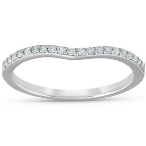 Pompeii3 1/8cttw Diamond Curved Wedding Engagement Guard Enhancer Band 14k White Gold - 1 of 4