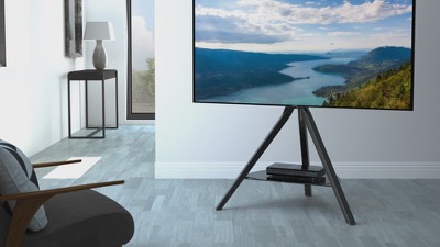 Hoxton Black Wood Tripod TV Stand with Mount and Shelf