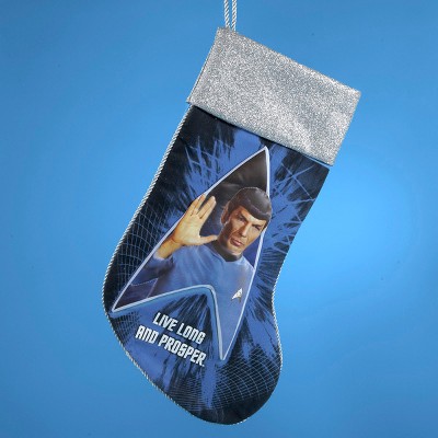 Kurt S. Adler 19" Star Trek Original Series Commander Spock Blue and Silver Christmas Stocking