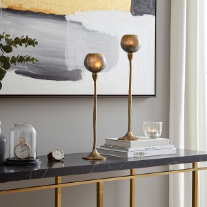 Glass and Metal Tealight Candle Holder - Decorative Holder for Table Centerpiece - Home Decor for Entryway or Living Room Styling - 1 of 4