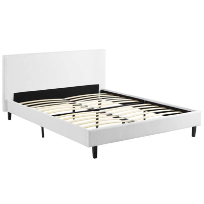 Anya Chic Avant-Garde White Upholstered Queen Bed with Wood Frame