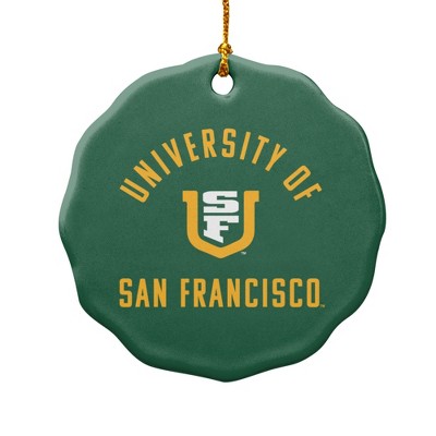 University of San Francisco Dons Logo Porcelain Scalloped Holiday Christmas Tree Ornament