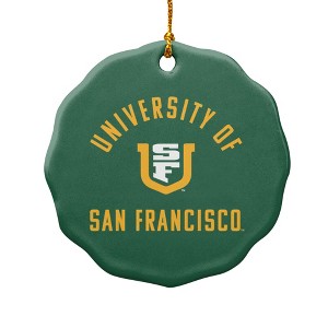 University of San Francisco Dons Logo Porcelain Scalloped Holiday Christmas Tree Ornament - 1 of 4