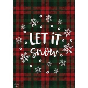 Let It Snow Plaid Burlap Winter House Flag 40" x 28" Briarwood Lane - 1 of 4