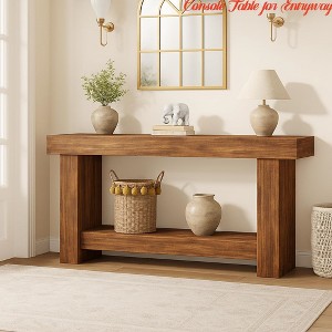 Console Table for Entryway, Wood Farmhouse Console Table for Living Room, 2-Tier Large Sofa Table w/ Storage - 1 of 4