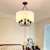 PAKOKULA Farmhouse 5-Light Matte Black Candlestick Dimmable Semi-Flush Mount with White Drum Fabric Shade - 2 of 4