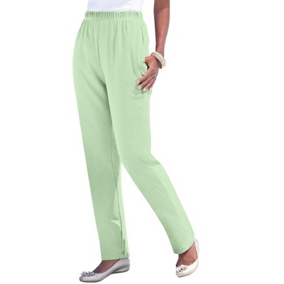 Roaman's Women's Plus Size Tall Straight-leg Soft Knit Pant - 1x, Green ...