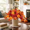 Attop Fall Flowers Artificial for Outdoors Decoration, 2PCS Fake Fall Flowers for Outdoor Planters, Autumn Faux Hibiscus UV Resistant No Fade - 2 of 4