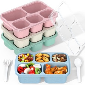 4 Pack Bento Box Adult Lunch Box, 5-Compartment Meal Prep - 1 of 4