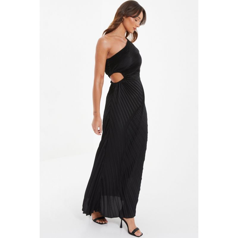 QUIZ Women's One-Shoulder Cut Out Waist Pleated Maxi Dress, 3 of 6
