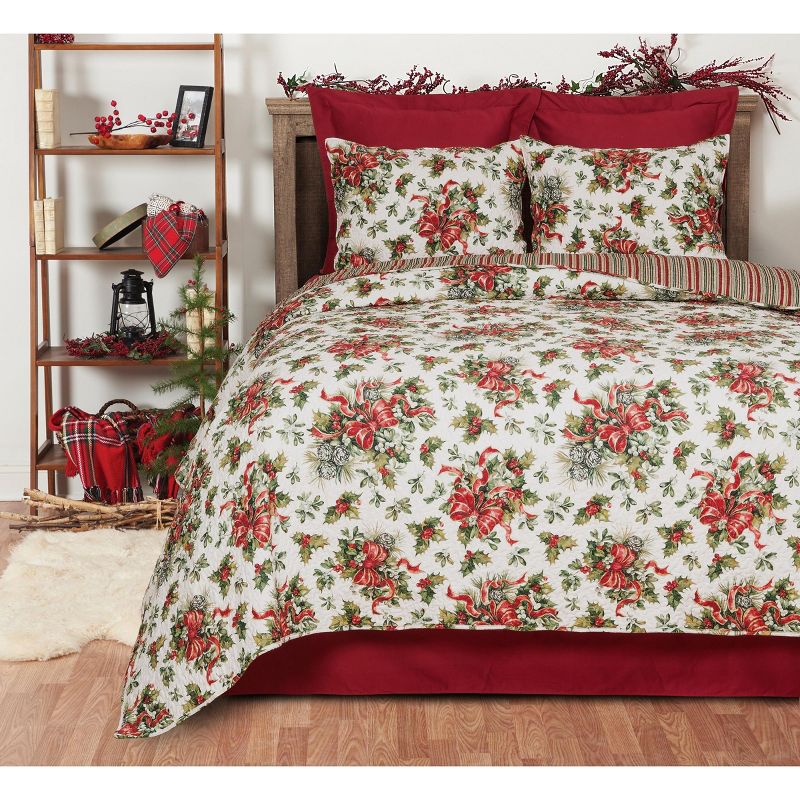 C&F Home Holiday Ribbon Cotton Quilt Set  - Reversible and Machine Washable, 3 of 7