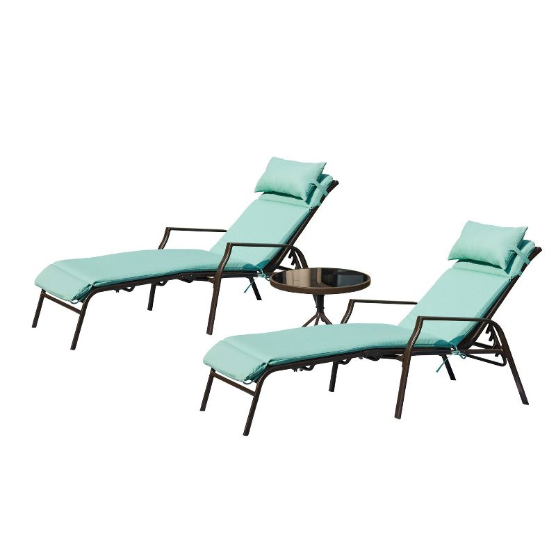 3pc Outdoor Metal Chaise Lounge Set - Patio Festival
, 6 of 8