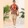 Lars Amadeus Men's Short Sleeve Button Down Summer Beach Vertical Striped Shirts - 3 of 4