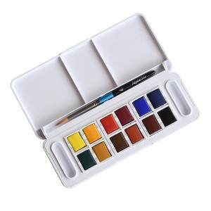 Daler-Rowney Aquafine Watercolor Paint Half Pan Travel Set, Assorted Colors, 12 Pieces - 1 of 4