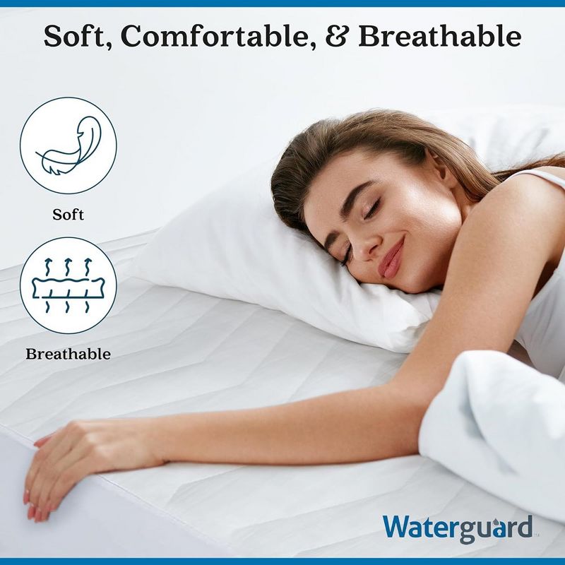 Waterguard Waterproof Quilted Mattress Pad Protector – White, 5 of 10