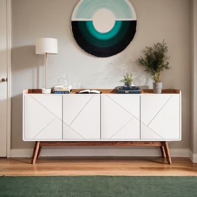 Hommoo 55" Sideboard Buffet, Wood Credenza Kitchen Buffet Cabinet with Doors