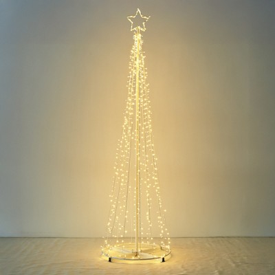 Yescom Vast-Starry 9Ft Solar Christmas Cone Tree Light 640 LED Light 8 Function Outdoor Holiday Decor Warm White