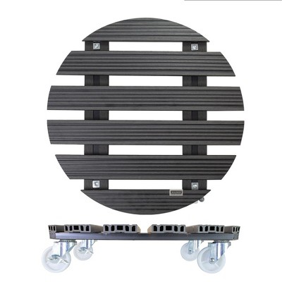 20" Gray Round Wood Plastic Composite Plant Caddy