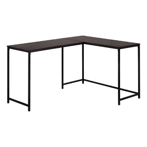 Monarch Specialties Computer Desk Home Office Corner 58InchL L Shape Work Laptop Metal Laminate Brown Black Contemporary Modern - 1 of 4