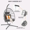 Hanging Egg Chair with Stand, Indoor Outdoor Patio Wicker Swing Egg Chair with Cushion 350lbs Capacity - 4 of 4