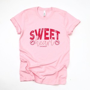 S.W.Smiley Sweet Heart Distressed - Women's Short Sleeve Graphic T-Shirt - 1 of 4