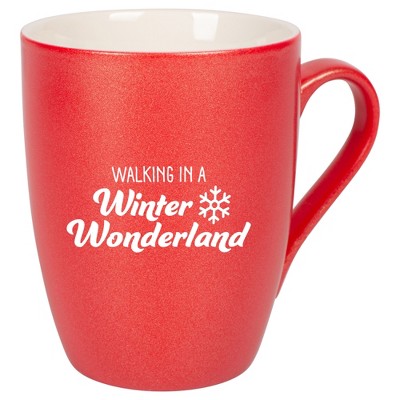 Elanze Designs Walking In A Winter Wonderland Crimson Red 10 ounce New Bone China Coffee Cup Mug