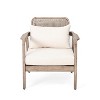 Christopher Knight Home Terry Patio Rustic Acacia Wood Club Chair with Water Resistant Cushions (Set of 2) - 4 of 4