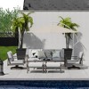 HAPPATIO 6 Pieces Aluminum Outdoor Conversation Set with 1 Three-Seater Sofa, Coffee Table, 2 Swivel Chairs and Ottomans - 2 of 4