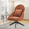 Corduroy Swivel Upholstered High Back Accent Chair with Pillow, Thick Cushion and Ergonomic Design for Living Room - 2 of 4