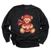 Valentine Teddy Bear Beanie - Women's Garment Dyed Long Sleeve Graphic T-Shirt - 2 of 4