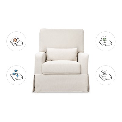 Cream Eco-Weave Swivel Glider Chair with Wood Base
