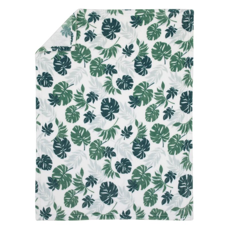 Little Love by NoJo Palm Leaf Tropical Super Soft Baby Blanket, 3 of 6