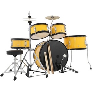5 Piece Drum Sets Junior Drum Kit with Dual Tom-Toms, Floor Tom,Bass Drum, Hi-Hat, Cymbal, Pedal, Drumsticks and Seat, for Music Learning & Practice - 1 of 4