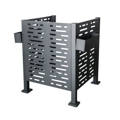 No Dig Air Conditioner Fence For Outdoor Units (3 Panels), Pool Equipment Enclosure With 2 Flower Boxes, Metal Trash Can Enclosures Screen For Patio