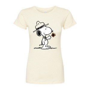 Women's - Peanuts - Ranger Snoopy And Butterfly Fitted Graphic T-Shirt - 1 of 3