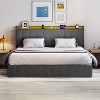 Bed Frame with Lift Up Storage, Upholstered Velvet Bed with Storage Headboard, No Box Spring Needed, Solid Wood Slats - 4 of 4