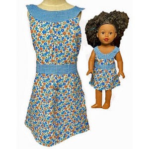 Size 10 Matching Girl And Doll Blue Flower Sundress - 1 of 4