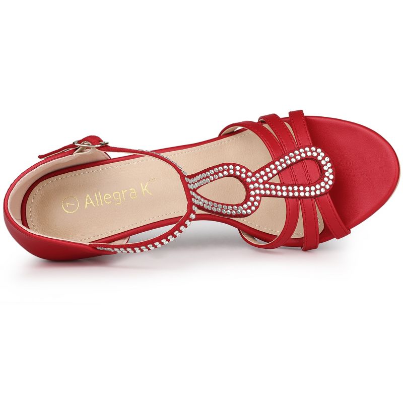 Allegra K Women's Rhinestone Ankle Strap Open Toe Stiletto Heels Sandals, 5 of 7