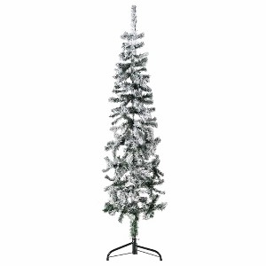 vidaXL Slim Artificial Half Christmas Tree with Flocked Snow 5 ft - 1 of 4