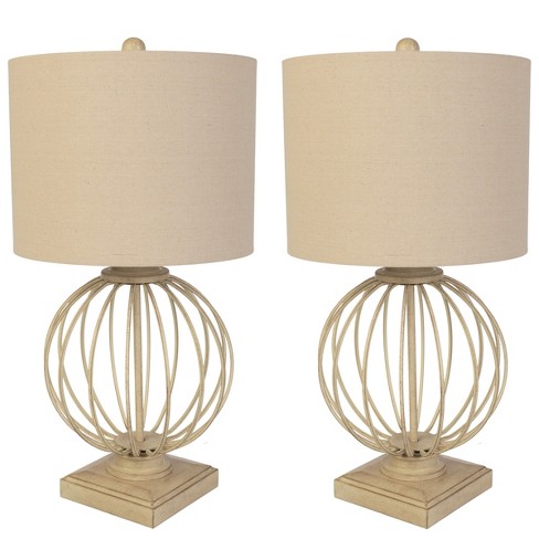 Lavish Home Set of 2 Modern Table Lamps, Sand