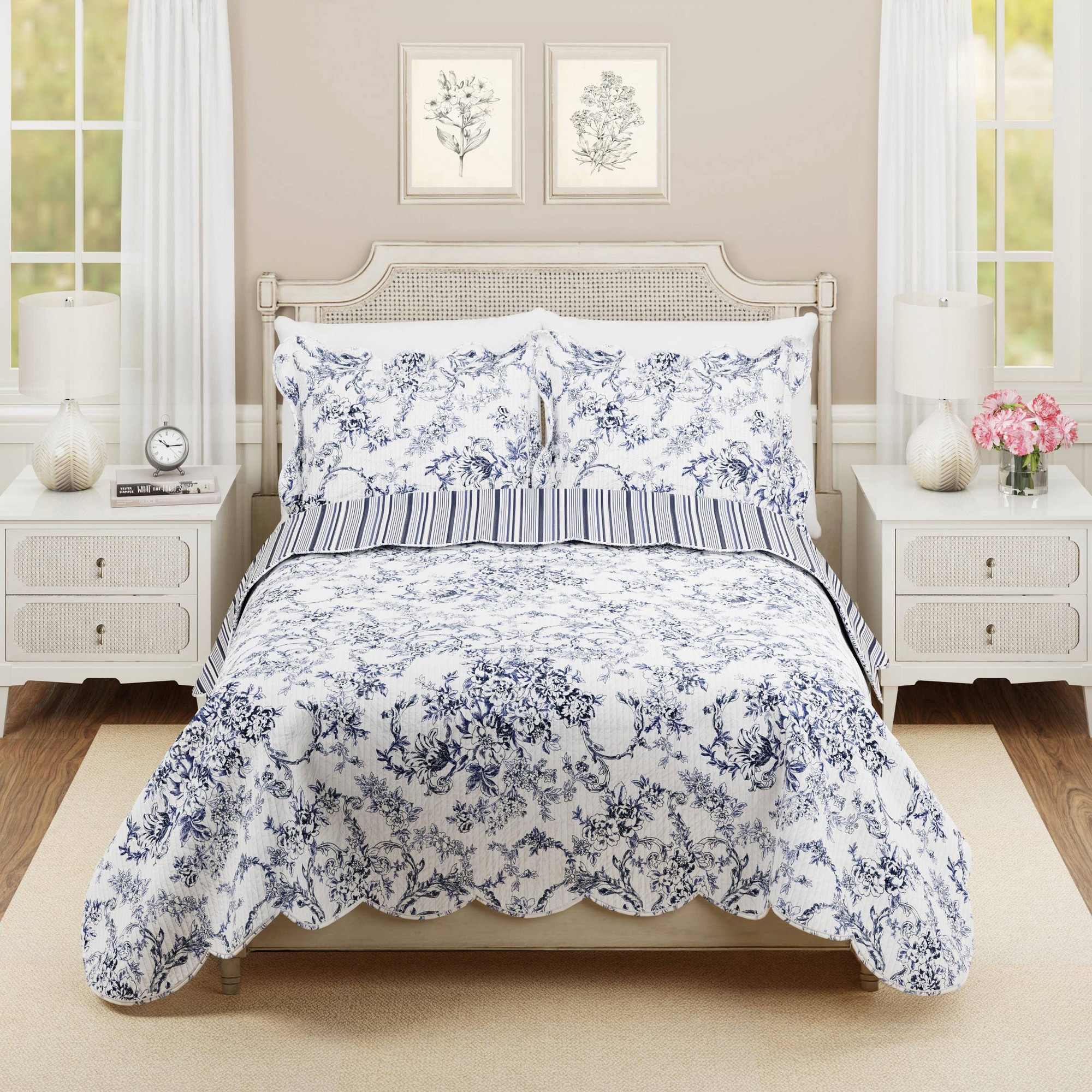 Modern Heirloom 3pc Full/Queen Quilt Bedding Set Blue