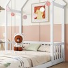 Okak Twin/Full Size Bed Frame with House-shaped Roof & Headboard Guardrails, Modern Floor Bed for Toddlers/Kids Bedroom(Without Slats) - 4 of 4